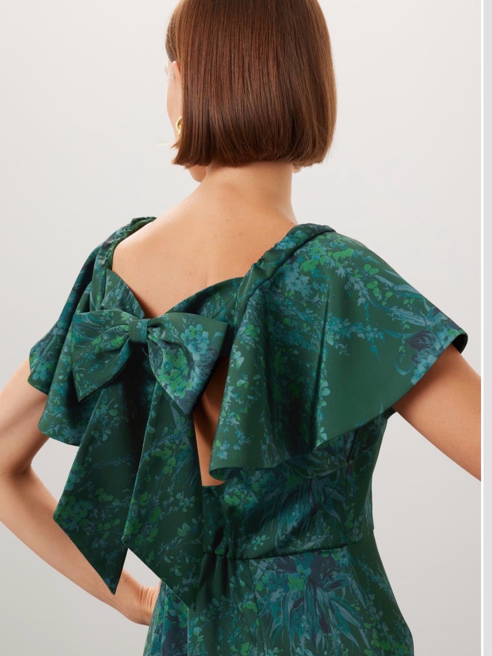 Sachin + Babi Emerald Green Floral Maxi Dress with Flutter Sleeves - Picture 3 of 13